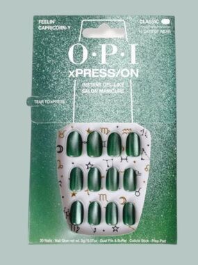 OPI Green Metallic xPRESS/ON Instant Gel-Like Press-On Nails (green)